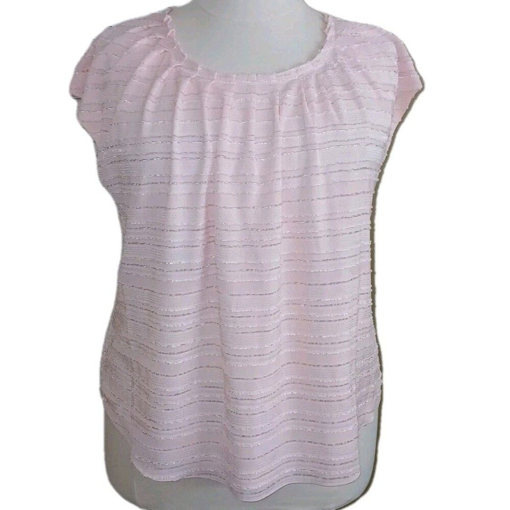 NWT LC LAUREN CONRAD Womens XXL Peasant Boho Ruffles Short Sleeve Pink Top